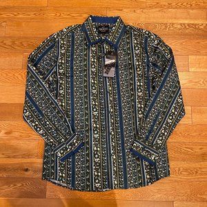 Moy Ferreti SL & JH Large Mens Paisley Button Front Long Sleeve Shirt NEW